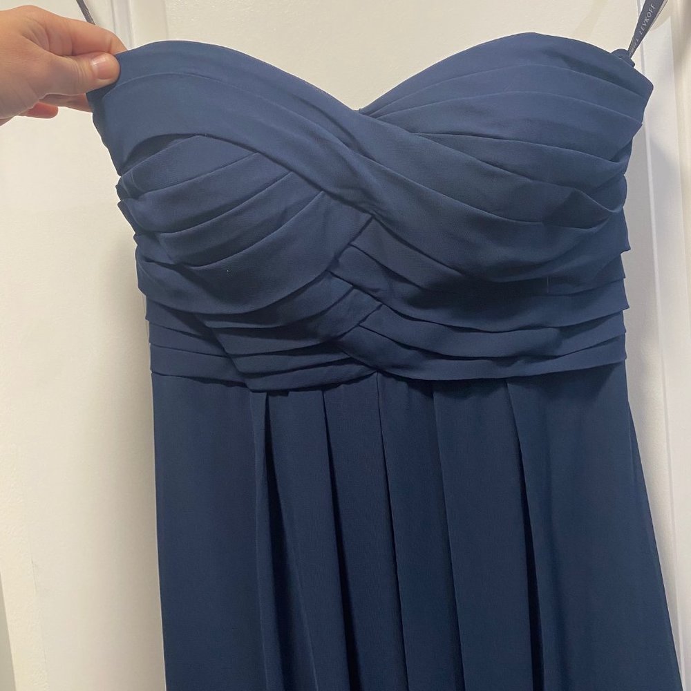 Navy chiffon Bill Levkoff gown
